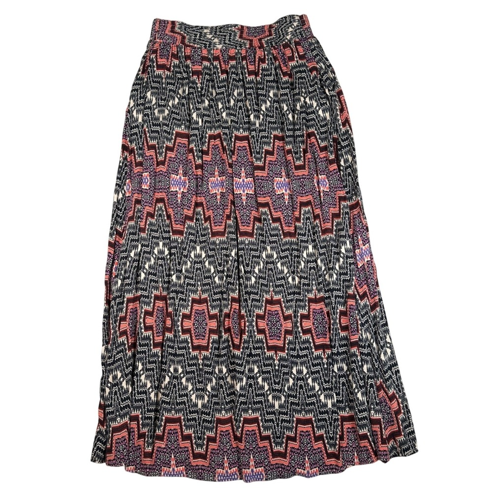 Democracyโ Women Geometric Tribal Print Maxi Skirt Black Pink Bohemian Med West